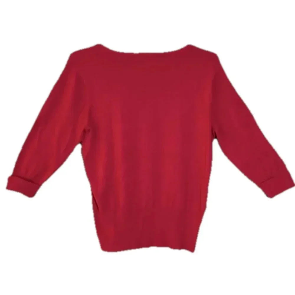 Appleseed’s Size Large 3/4 Sleeve Cuffed Dark Red Women’s Knit Sweater